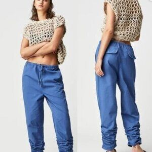 Free People New Light Parachute Pants Riverside Blue Size Medium Oversized NWT
